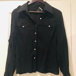 Sheer Bebe button down blouse